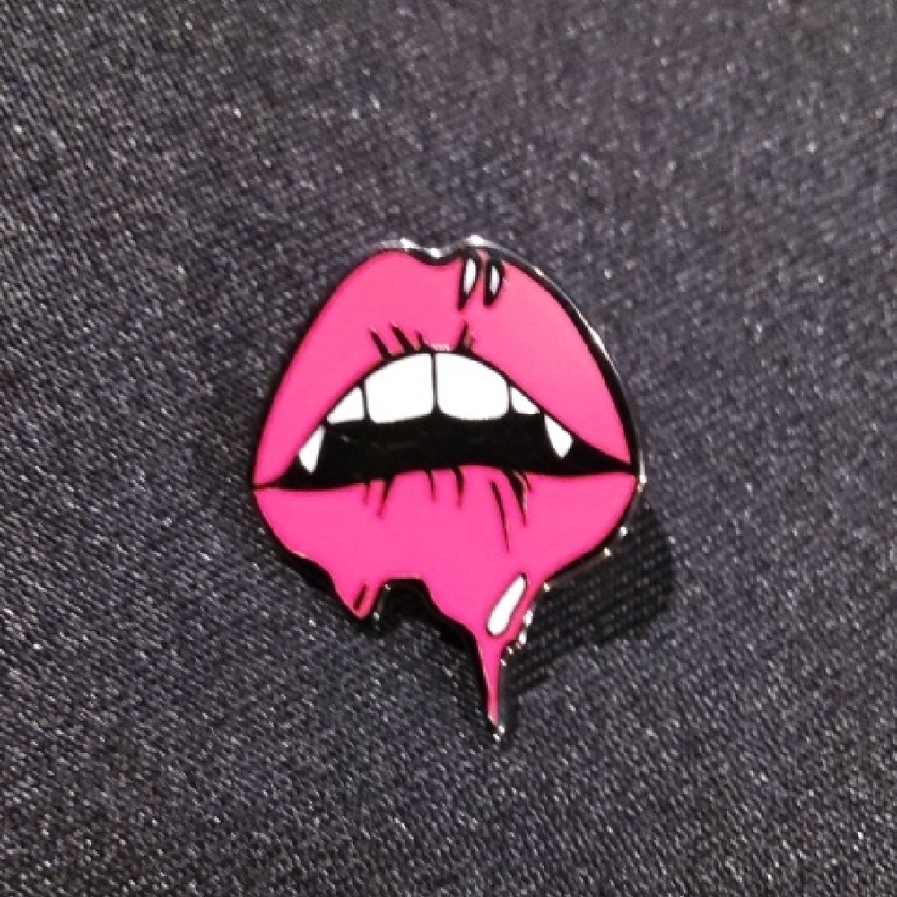 Vampire Dripping Lips Enamel Pin